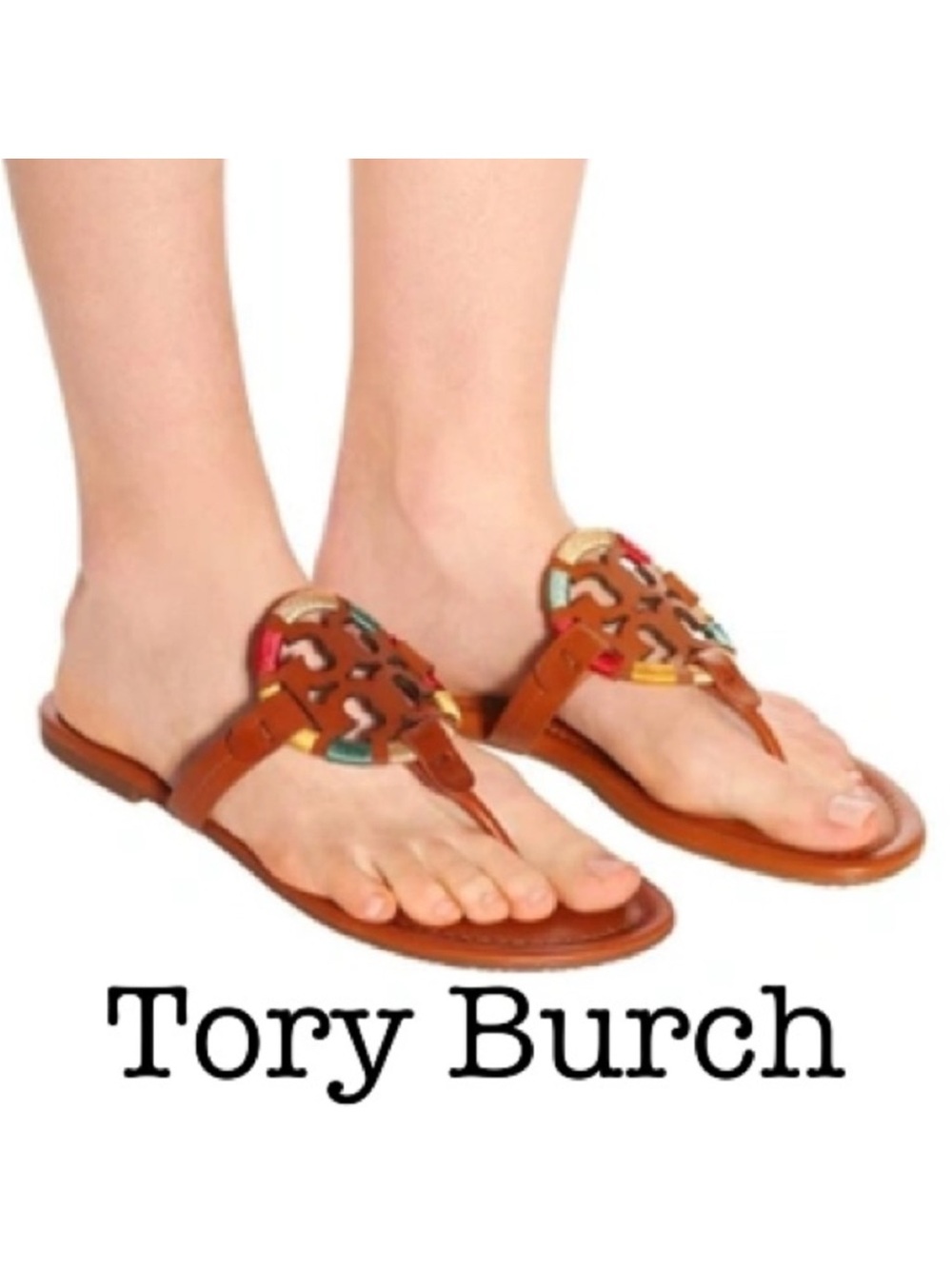 Tory Burch brown embroidered miller sandals
